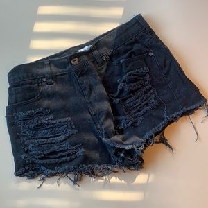 Black denim cut off shorts